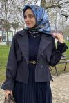 Armine 2025 Sezon İpek Eşarp Koyu Mavi