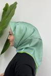 Belli 2024 Sonbahar Kış Twill İpek Eşarp Fosforlu Yeşil