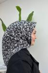 Belli 2024 Sonbahar Kış Twill İpek Eşarp Siyah / Koyu Gri