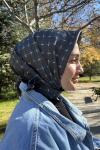 Belli 2024 Sonbahar Kış Twill İpek Eşarp Armine Batik  Desen Eşarp  Mavi / Gri