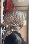 Belli Nostalji Twill İpek Eşarp Armine Çizgi Geometrik Desen Gümüş Sarı