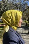Belli Nostalji  Twill İpek Eşarp Asit Sarısı Çizgili Desen
