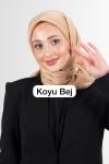 Düz Renk Pamuk Vual Eşarp Bej