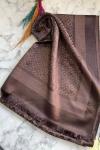 İthal Simli Burberry Kaşmir İpek Şal Acı Kahve