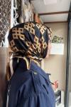 İthal Twill İpek Eşarp Siyah Altın