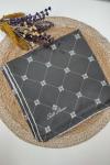 Silk Home Monogram Desen Saf İpek Eşarp Füme